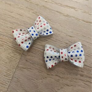 New Leather Handmade Bows. Star Pattern Hair Bow Set of 2, great for 4th of July